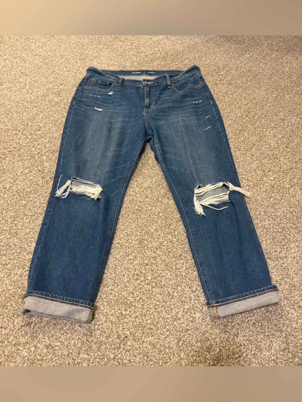 Blue Distressed Women's Boyfriend Jeans
